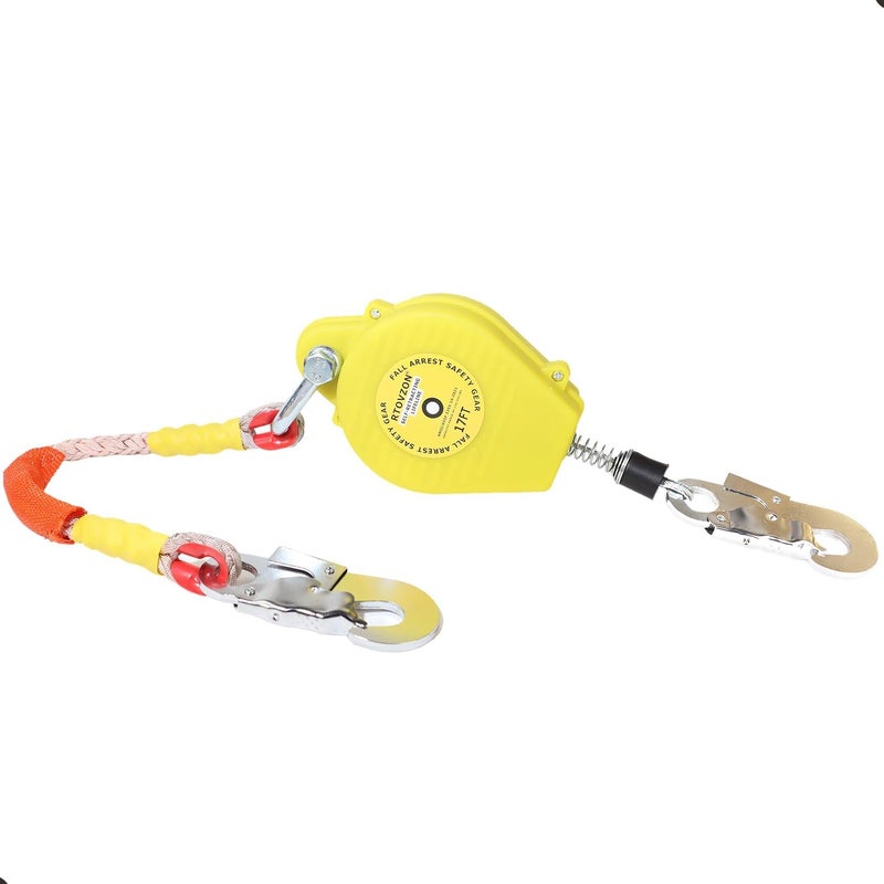 RTOVZON 17FT Self Retracting Lifeline, Fall Arrest Fall Protection Dual Alloy Steel Hook Steel Wire Rope Heavy Duty Retractable Lanyard, Roofing Lifeline, SRL, Safety Lanyard - Image 1